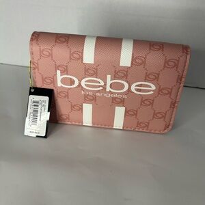 Bebe Los Angeles Signature Logo Blush Pink Wallet Compact Designer Accessory